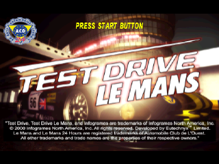 Test Drive Le Mans title screen for Playstation